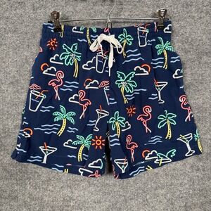 Chubbies Mens Size Medium Trunks Blue Swim Shorts Flamingo Tropical Print 5.5"